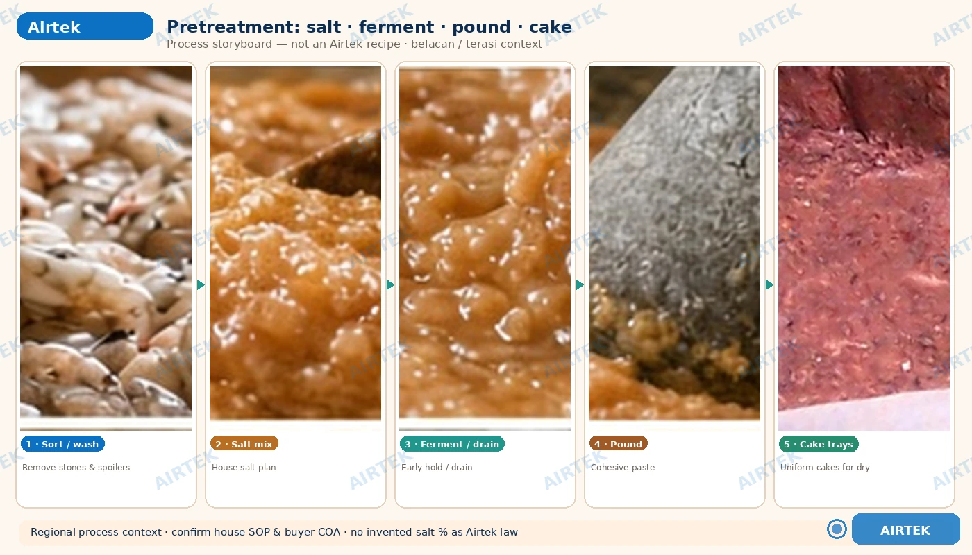 Salt ferment pound cake trays for belacan pretreatment