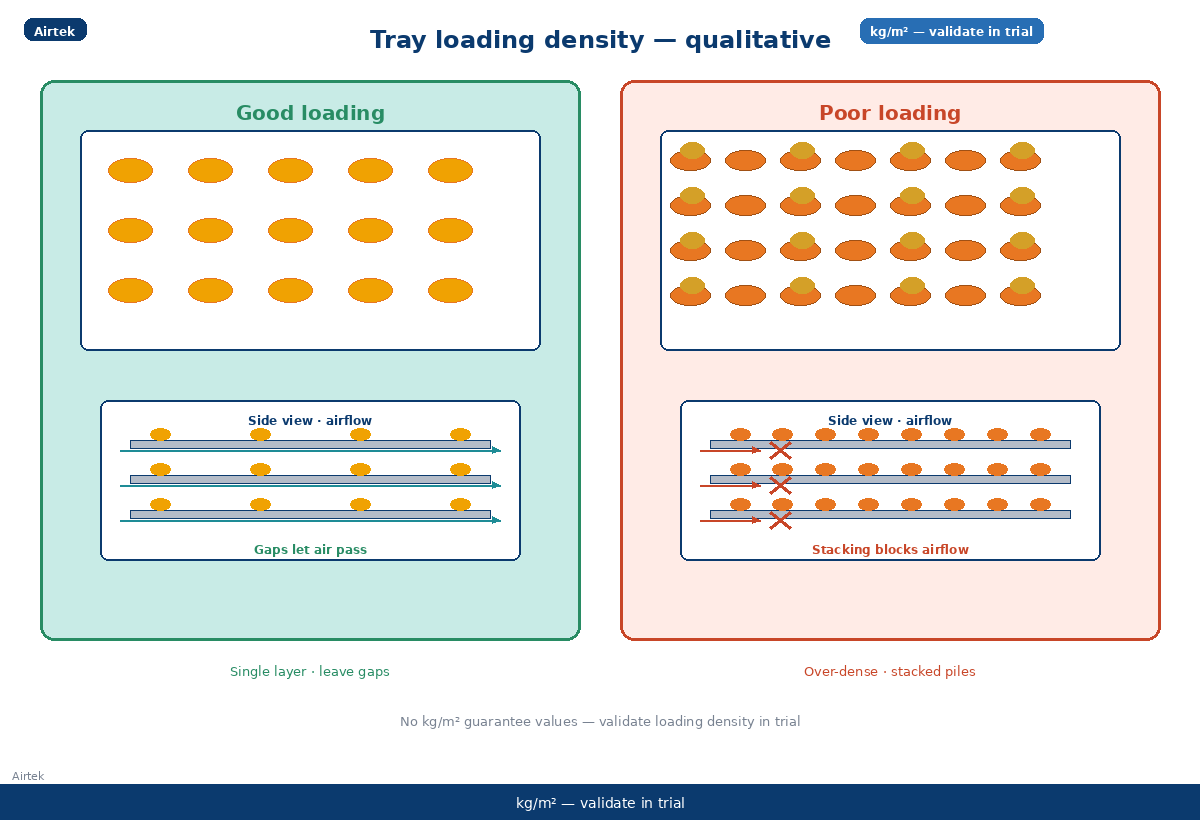 Tray area loading density qualitative schematic