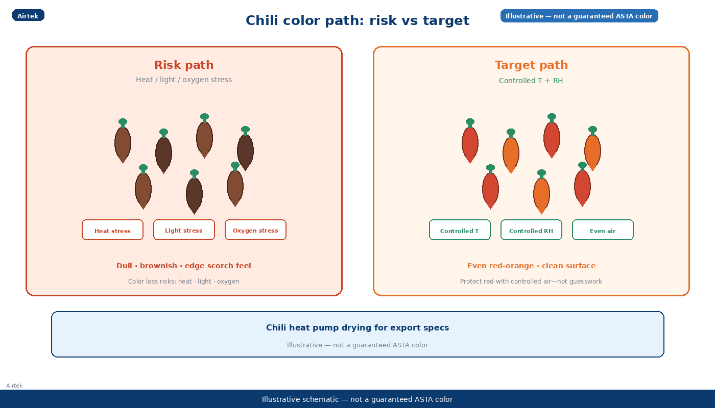 Chili heat pump dryer color retention before after schematic