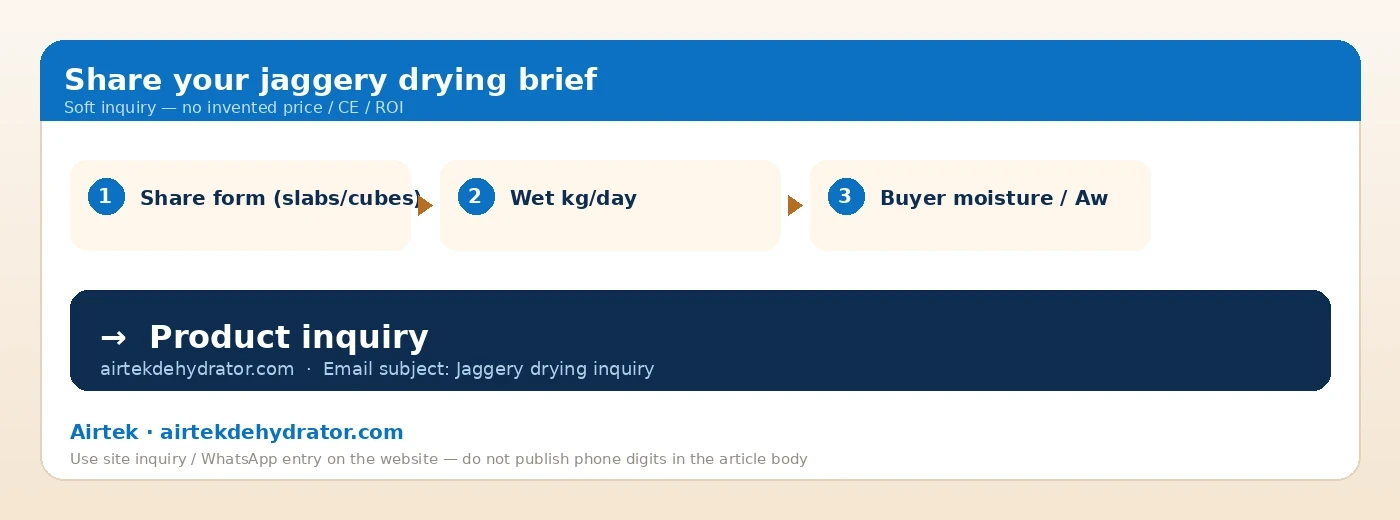 Airtek soft CTA jaggery drying product inquiry
