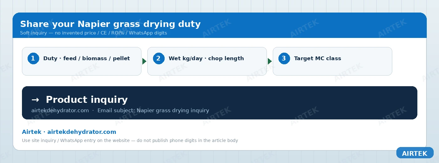 Airtek soft CTA Napier grass drying product inquiry