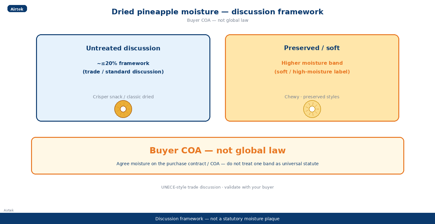 Export dehydrated pineapple moisture discussion framework