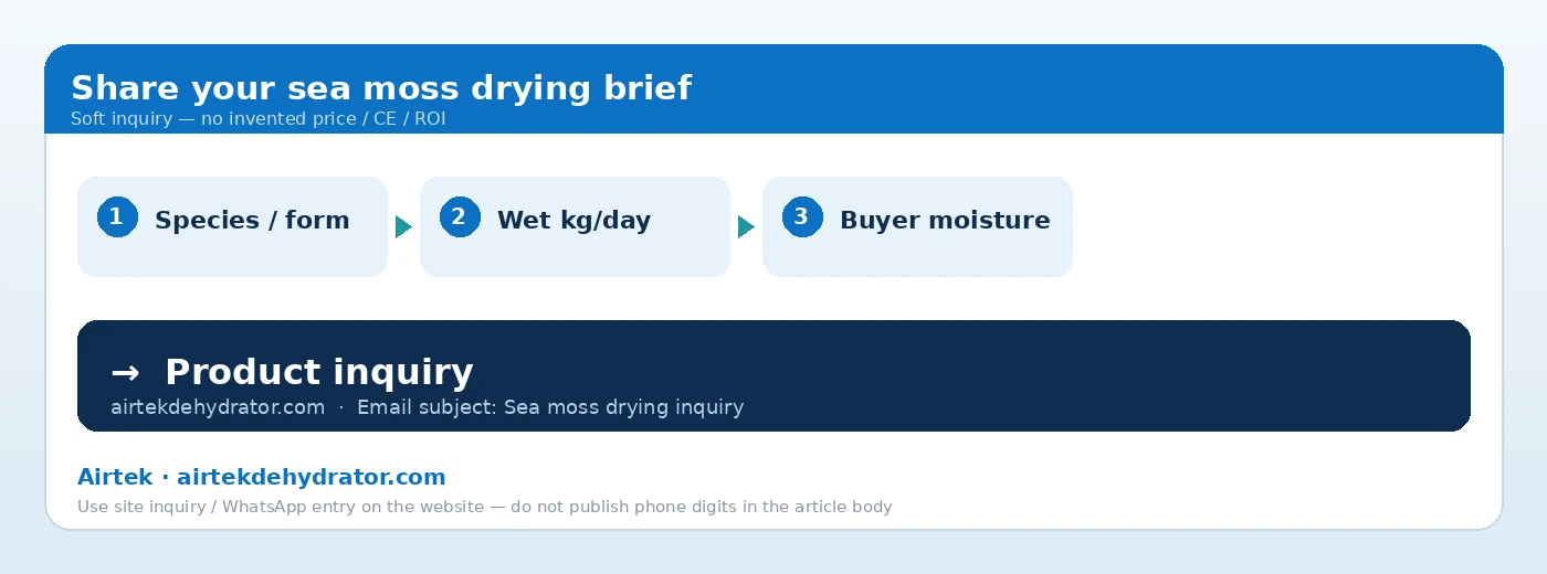 Airtek soft CTA sea moss drying product inquiry